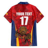 Custom Espana Rugby Spain Family Matching Tank Maxi Dress and Hawaiian Shirt Lion Mascot Come on Los Leones Red Style