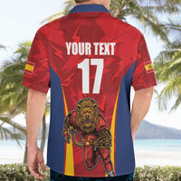 Custom Espana Rugby Spain Hawaiian Shirt Lion Mascot Come on Los Leones Red Style
