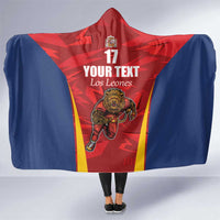 Custom Espana Rugby Spain Hooded Blanket Lion Mascot Come on Los Leones Red Style