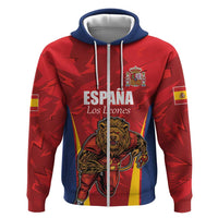 Custom Espana Rugby Spain Hoodie Lion Mascot Come on Los Leones Red Style