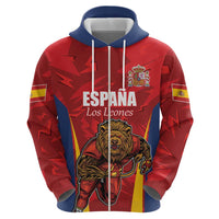 Custom Espana Rugby Spain Hoodie Lion Mascot Come on Los Leones Red Style