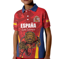 Custom Espana Rugby Spain Kid Polo Shirt Lion Mascot Come on Los Leones Red Style