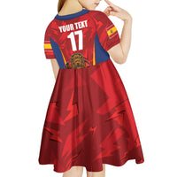 Custom Espana Rugby Spain Kid Short Sleeve Dress Lion Mascot Come on Los Leones Red Style