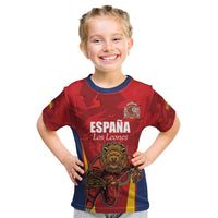 Custom Espana Rugby Spain Kid T Shirt Lion Mascot Come on Los Leones Red Style