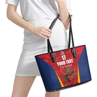 Custom Espana Rugby Spain Leather Tote Bag Lion Mascot Come on Los Leones Red Style
