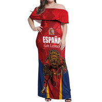 Custom Espana Rugby Spain Off Shoulder Maxi Dress Lion Mascot Come on Los Leones Red Style