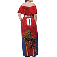 Custom Espana Rugby Spain Off Shoulder Maxi Dress Lion Mascot Come on Los Leones Red Style