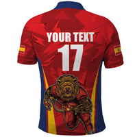 Custom Espana Rugby Spain Polo Shirt Lion Mascot Come on Los Leones Red Style