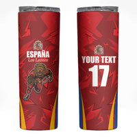 Custom Espana Rugby Spain Skinny Tumbler Lion Mascot Come on Los Leones Red Style