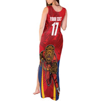 Custom Espana Rugby Spain Tank Maxi Dress Lion Mascot Come on Los Leones Red Style