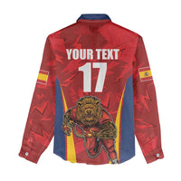 Custom Espana Rugby Spain Women Casual Shirt Lion Mascot Come on Los Leones Red Style