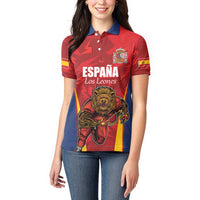 Custom Espana Rugby Spain Women Polo Shirt Lion Mascot Come on Los Leones Red Style