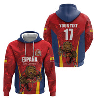 Custom Espana Rugby Spain Zip Hoodie Lion Mascot Come on Los Leones Red Style