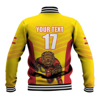 Custom Espana Rugby Spain Baseball Jacket Lion Mascot Come on Los Leones Yellow Style