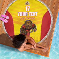 Custom Espana Rugby Spain Beach Blanket Lion Mascot Come on Los Leones Yellow Style