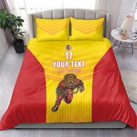 Custom Espana Rugby Spain Bedding Set Lion Mascot Come on Los Leones Yellow Style