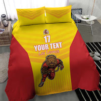 Custom Espana Rugby Spain Bedding Set Lion Mascot Come on Los Leones Yellow Style