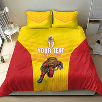 Custom Espana Rugby Spain Bedding Set Lion Mascot Come on Los Leones Yellow Style