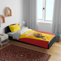 Custom Espana Rugby Spain Bedding Set Lion Mascot Come on Los Leones Yellow Style