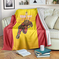 Custom Espana Rugby Spain Blanket Lion Mascot Come on Los Leones Yellow Style
