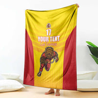 Custom Espana Rugby Spain Blanket Lion Mascot Come on Los Leones Yellow Style