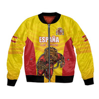 Custom Espana Rugby Spain Bomber Jacket Lion Mascot Come on Los Leones Yellow Style