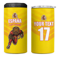 Custom Espana Rugby Spain 4 in 1 Can Cooler Tumbler Lion Mascot Come on Los Leones Yellow Style