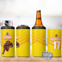 Custom Espana Rugby Spain 4 in 1 Can Cooler Tumbler Lion Mascot Come on Los Leones Yellow Style