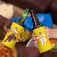 Custom Espana Rugby Spain 4 in 1 Can Cooler Tumbler Lion Mascot Come on Los Leones Yellow Style