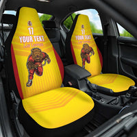 Custom Espana Rugby Spain Car Seat Cover Lion Mascot Come on Los Leones Yellow Style