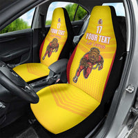 Custom Espana Rugby Spain Car Seat Cover Lion Mascot Come on Los Leones Yellow Style