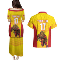 Custom Espana Rugby Spain Couples Matching Puletasi and Hawaiian Shirt Lion Mascot Come on Los Leones Yellow Style