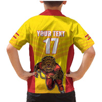 Custom Espana Rugby Spain Family Matching Mermaid Dress and Hawaiian Shirt Lion Mascot Come on Los Leones Yellow Style