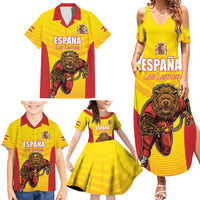 Custom Espana Rugby Spain Family Matching Summer Maxi Dress and Hawaiian Shirt Lion Mascot Come on Los Leones Yellow Style