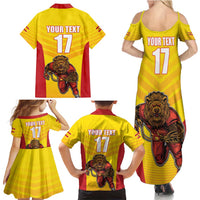 Custom Espana Rugby Spain Family Matching Summer Maxi Dress and Hawaiian Shirt Lion Mascot Come on Los Leones Yellow Style