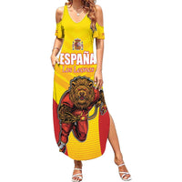 Custom Espana Rugby Spain Family Matching Summer Maxi Dress and Hawaiian Shirt Lion Mascot Come on Los Leones Yellow Style