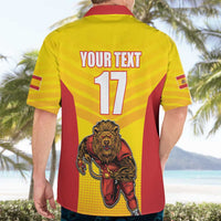 Custom Espana Rugby Spain Hawaiian Shirt Lion Mascot Come on Los Leones Yellow Style