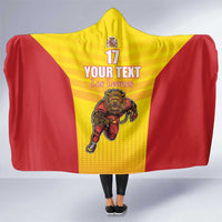 Custom Espana Rugby Spain Hooded Blanket Lion Mascot Come on Los Leones Yellow Style