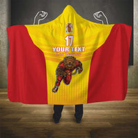 Custom Espana Rugby Spain Hooded Blanket Lion Mascot Come on Los Leones Yellow Style