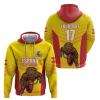 Custom Espana Rugby Spain Hoodie Lion Mascot Come on Los Leones Yellow Style