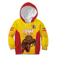 Custom Espana Rugby Spain Kid Hoodie Lion Mascot Come on Los Leones Yellow Style