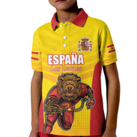 Custom Espana Rugby Spain Kid Polo Shirt Lion Mascot Come on Los Leones Yellow Style
