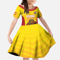 Custom Espana Rugby Spain Kid Short Sleeve Dress Lion Mascot Come on Los Leones Yellow Style