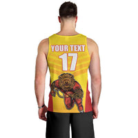 Custom Espana Rugby Spain Men Tank Top Lion Mascot Come on Los Leones Yellow Style