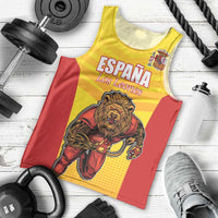 Custom Espana Rugby Spain Men Tank Top Lion Mascot Come on Los Leones Yellow Style