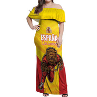 Custom Espana Rugby Spain Off Shoulder Maxi Dress Lion Mascot Come on Los Leones Yellow Style