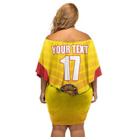 Custom Espana Rugby Spain Off Shoulder Short Dress Lion Mascot Come on Los Leones Yellow Style