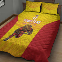 Custom Espana Rugby Spain Quilt Bed Set Lion Mascot Come on Los Leones Yellow Style