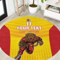 Custom Espana Rugby Spain Round Carpet Lion Mascot Come on Los Leones Yellow Style