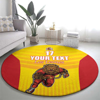 Custom Espana Rugby Spain Round Carpet Lion Mascot Come on Los Leones Yellow Style